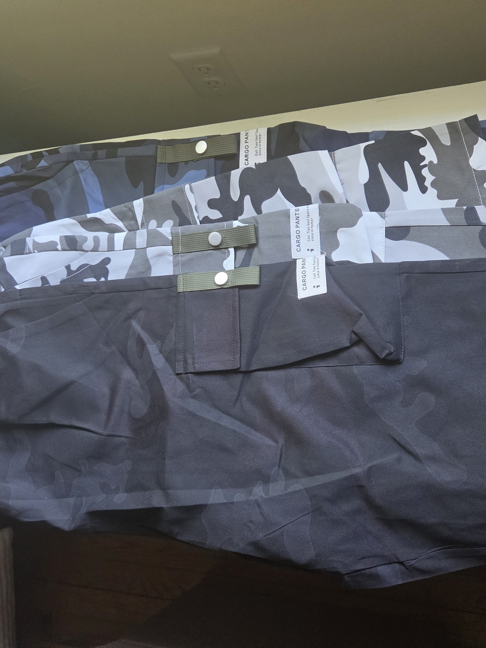 Men's Cargo Shorts Three Pack – Gray And Blue Camo, And Black